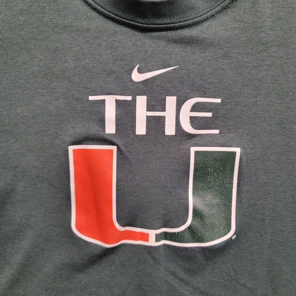 2 NCAA Miami Hurricanes Green T Shirt Size Small Nike The U Football‎ Dri-Fit - Picture 8 of 11